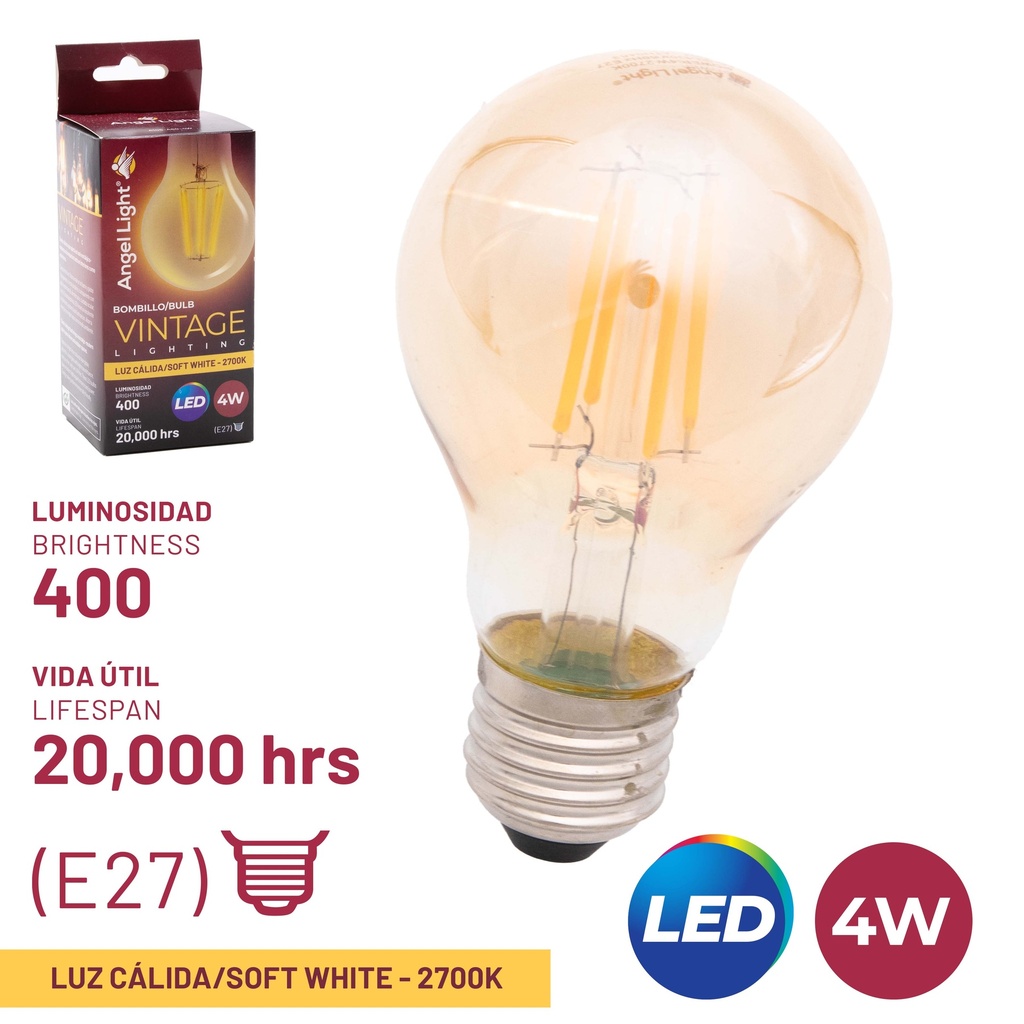 BOMBILLO VINTAGE LED 4W 110v ANGEL LIGHT 6-375