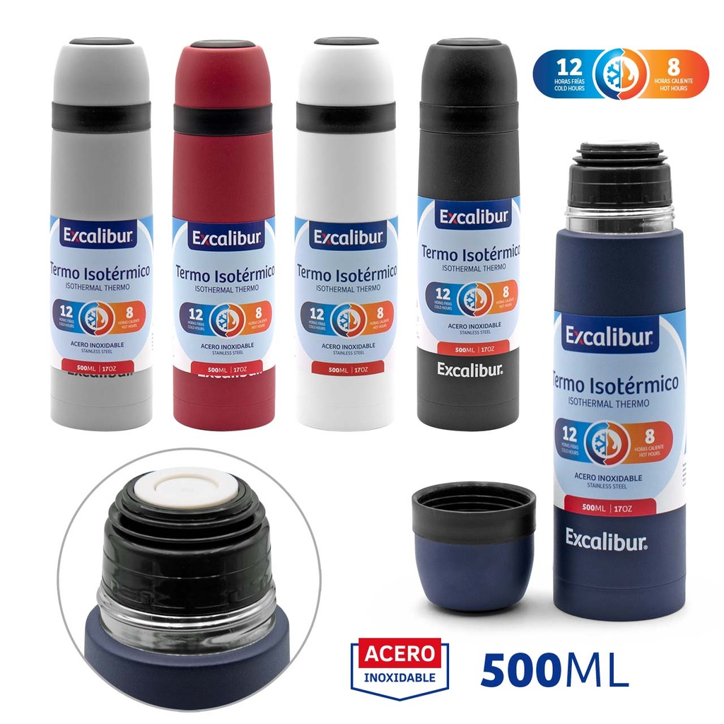 VASO TERMICO MULTICOLOR x 500ML EXCALIBUR 6-403