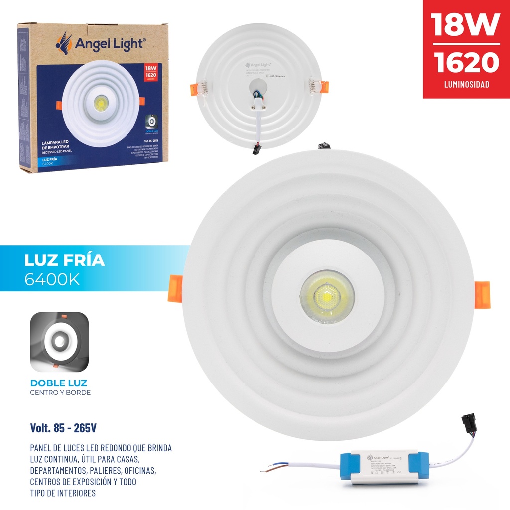 PANEL LED EMPOTRAR REDONDO 18W ANGEL LIGHT 6-421