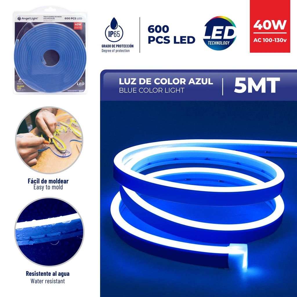 [6-449] CINTA LED NEON AZUL 5 MTS x 40W C/TRANSF ANGEL L 6-449