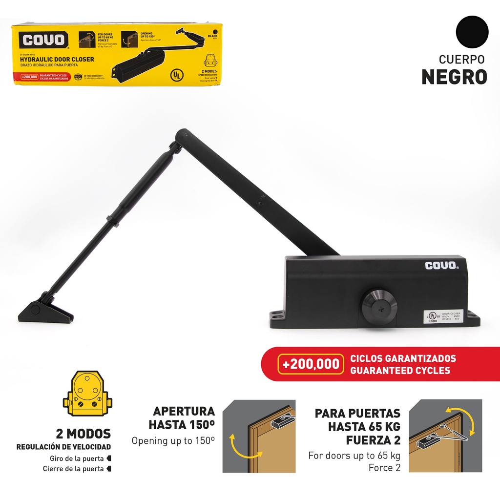 BRAZO HIDRAULICO NEGRO 65KG COVO 6-480