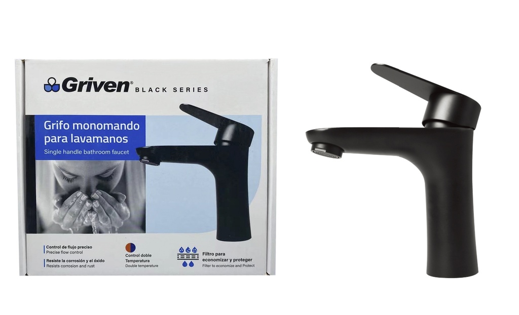 LLAVE LAVAMANO MONOMANDO GRIVEN BLACK 6-537 (DESC) 