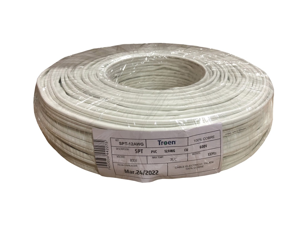CABLE SPT 2X12 100 MTS 100% COBRE TROEN 6-544