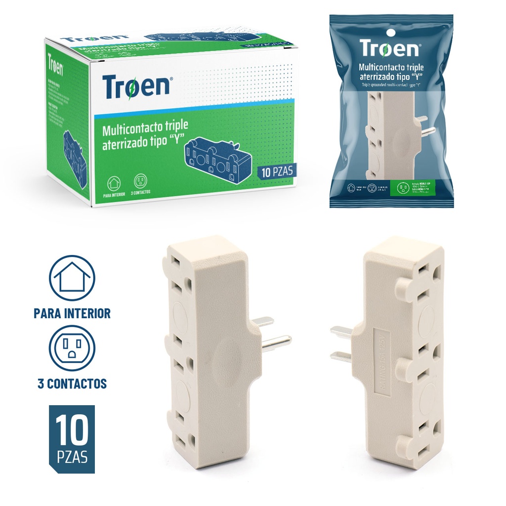 ADAPTADOR TRIPLE TIPO Y BLANCO TROEN 6-565