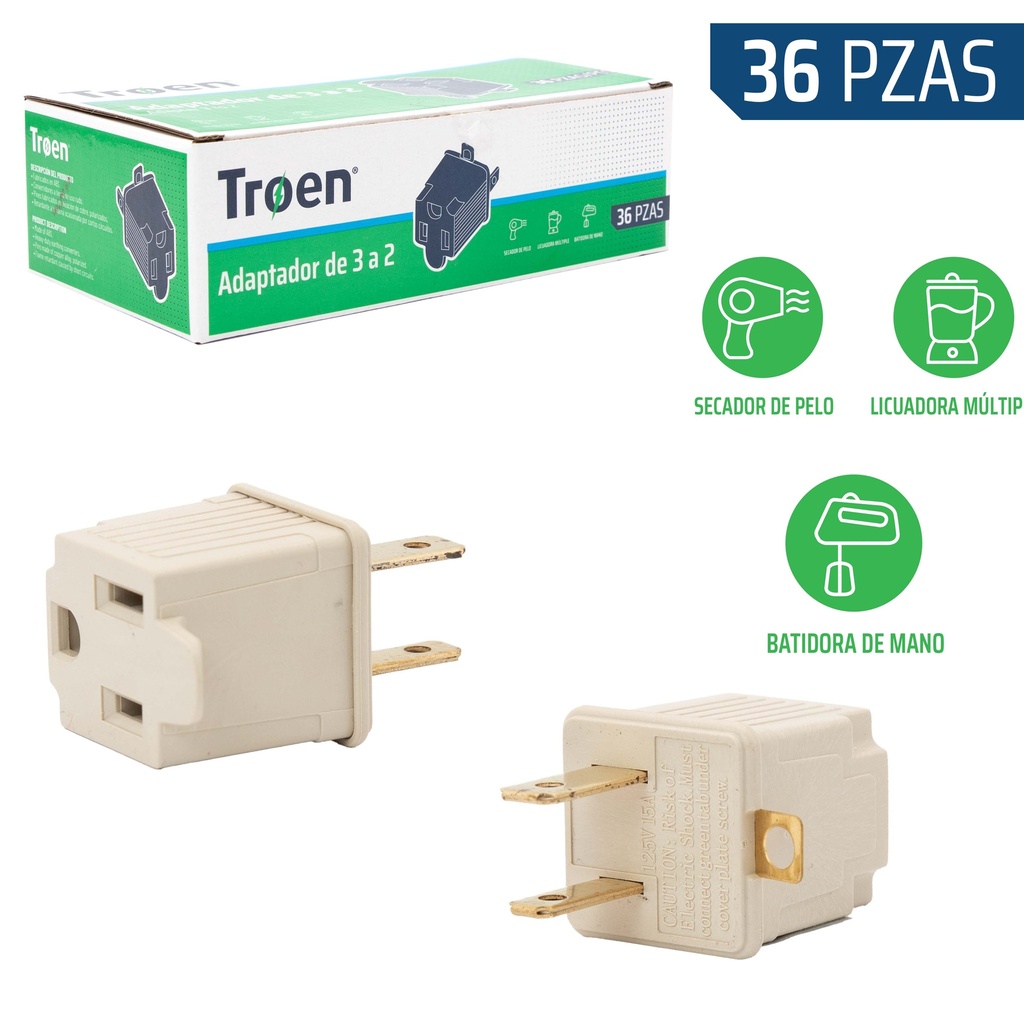 ADAPTADOR 3 A 2 BEIGE TROEN  6-569
