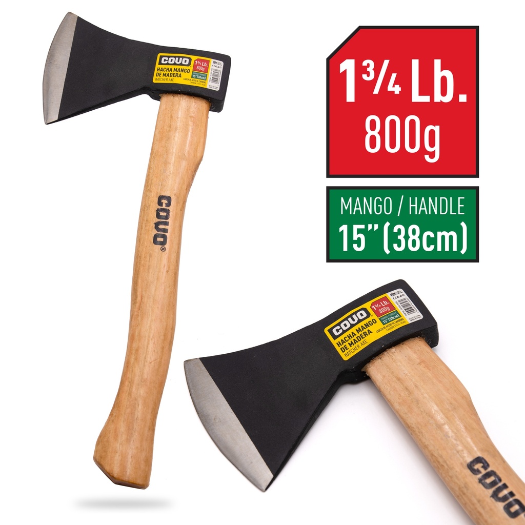 HACHA C/MANGO MADERA x 1 3/4 LBS COVO 6-596