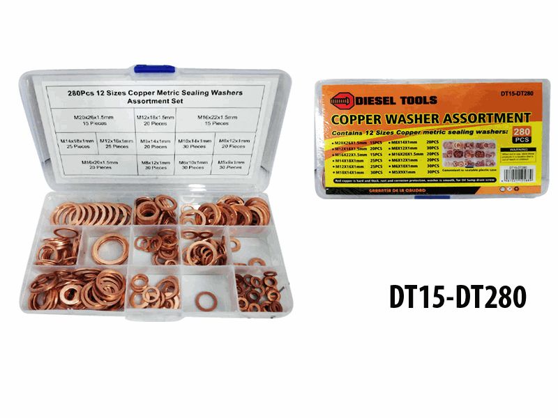 SET ARANDELA COBRE x 280 UNID DIESEL TOOL 6-665