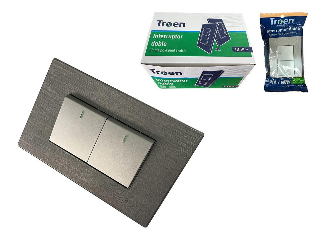 INTERRUPTOR DOBLE GRIS 3 WAY TROEN 6-708