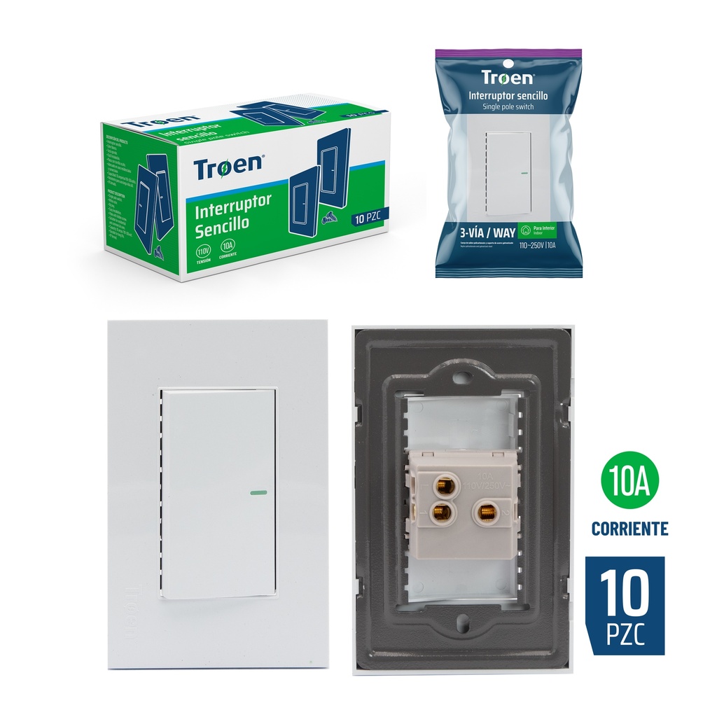 INTERRUPTOR SENCILLO BLANCO 3 WAY TROEN 6-710