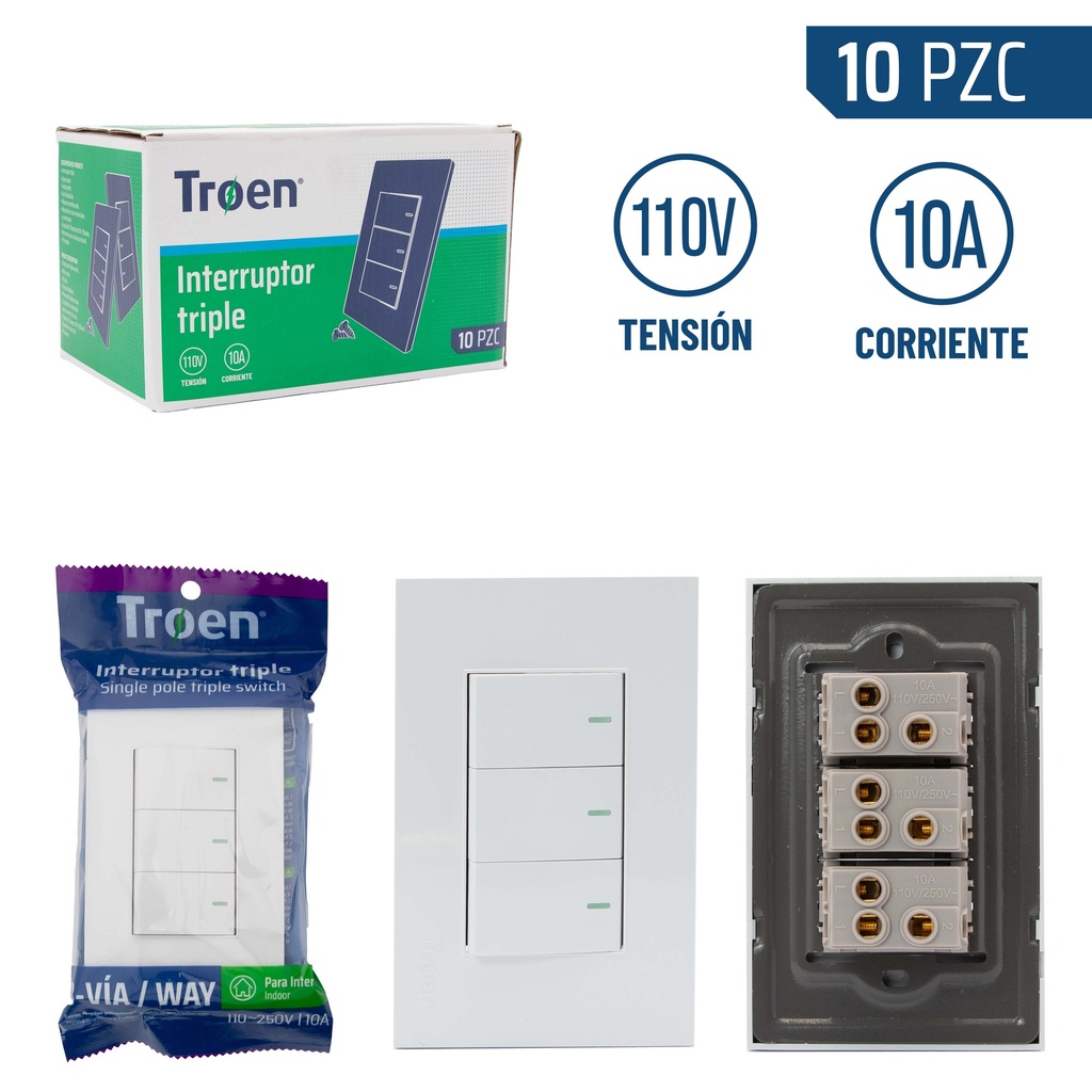 INTERRUPTOR TRIPLE BLANCO 3 WAY TROEN 6-712