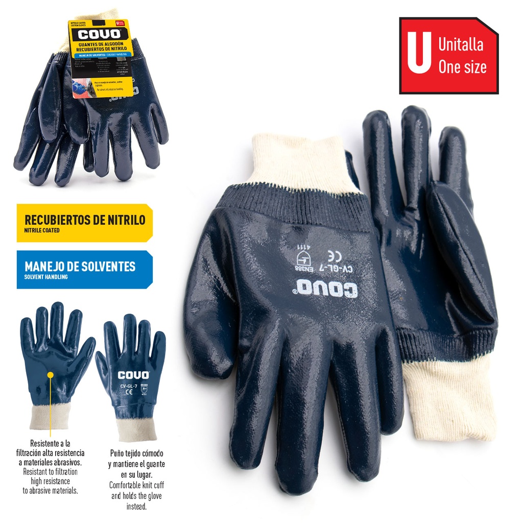 GUANTES RECUBIERTO NITRILO Y SOLVENTE COVO PAR 6-724