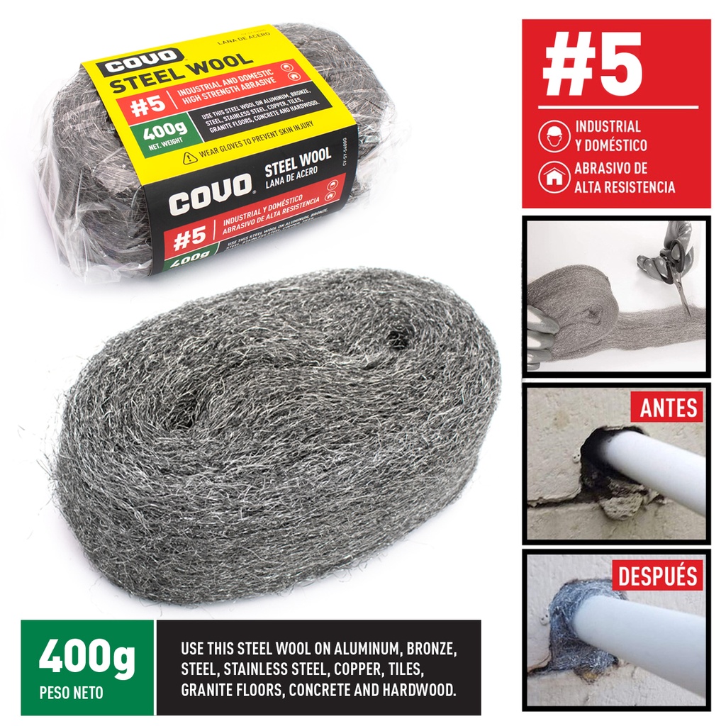 [6-776] LANA DE ACERO NUM 5 400GR COVO 6-776