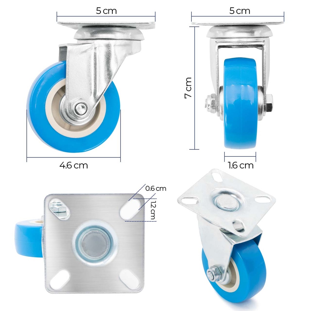 RUEDA GIRATORIA AZUL 2" x UNID SECURITY 6-860