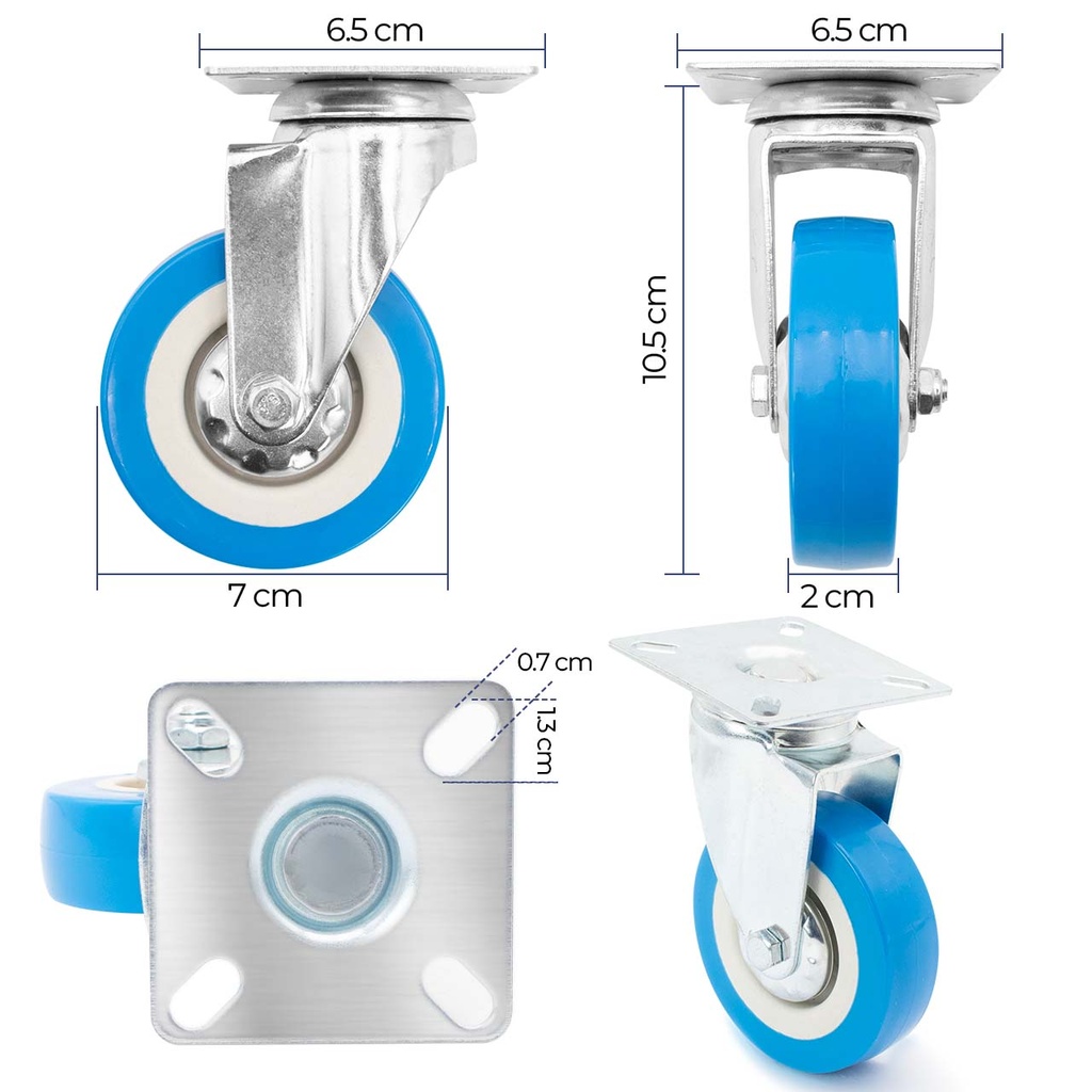 RUEDA GIRATORIA AZUL 3" x UNID SECURITY 6-861