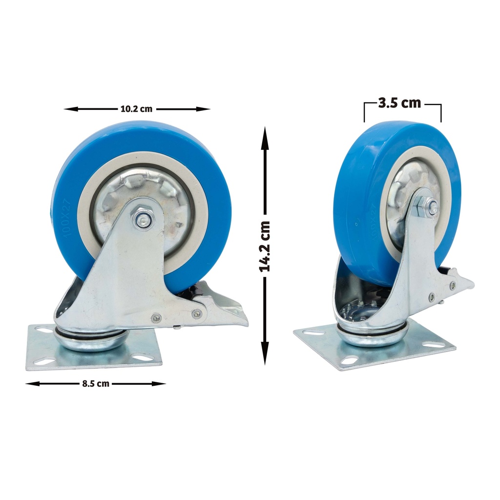 RUEDA GIRATORIA C/FRENO AZUL 4" x UNID SECURITY 6-866