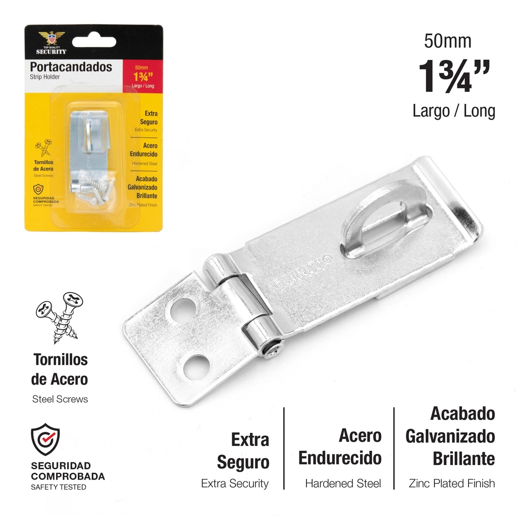 PORTACANDADO PLATA 1 3/4" 50mm SECURITY 6-869 (DESC) 