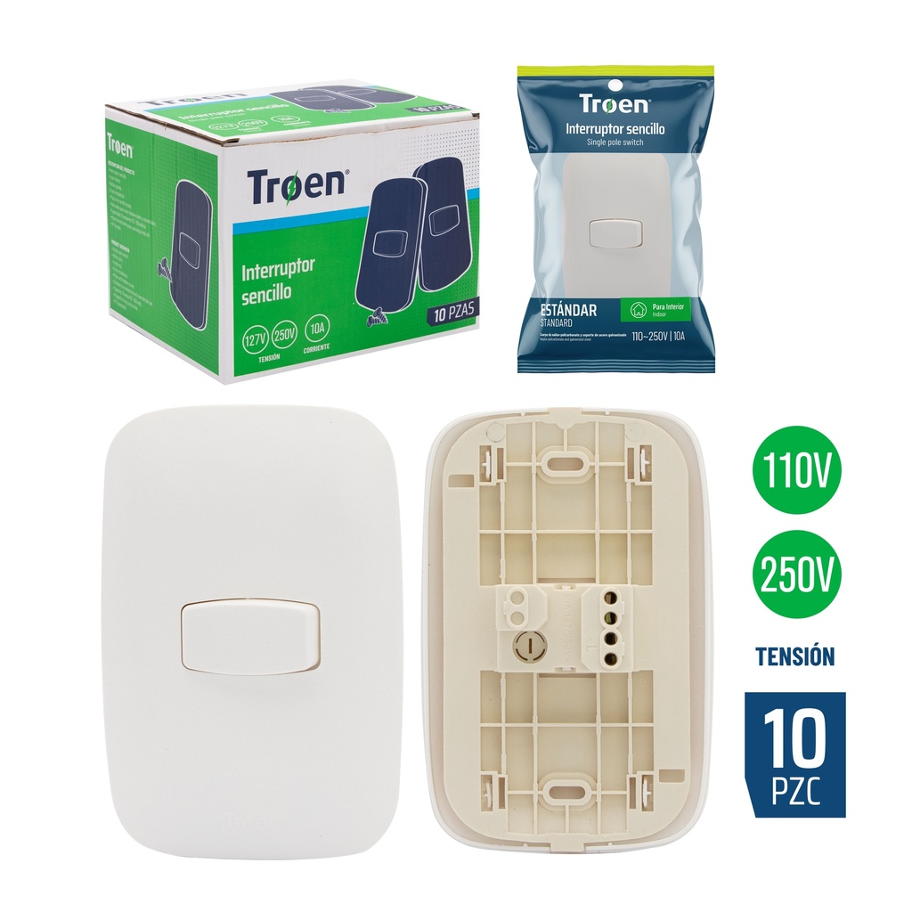INTERRUPTOR SENCILLO BLANCO TROEN 6-886