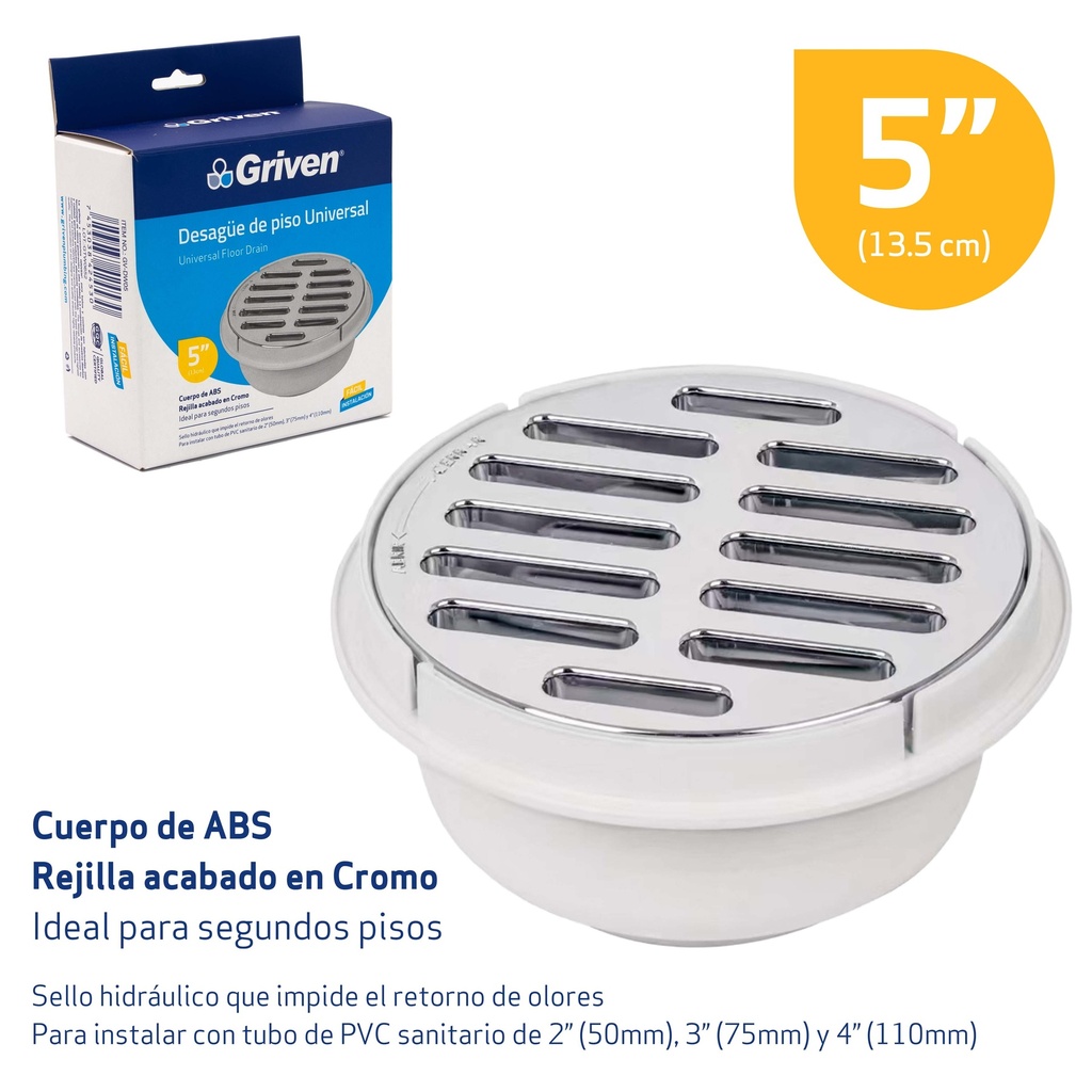 REJILLA CROMADA RED 5" UNIVERSAL GRIVEN 6-912