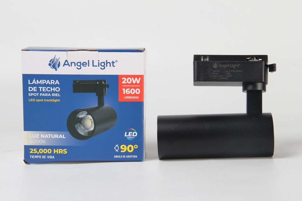 LAMPARA NEGRA P/RIEL x 20W ANGEL LIGHT 6-985