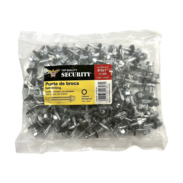 TORNILLOS AUTOTALADRANTES 14 x 1 x 100 UNID SECURITY 6-995