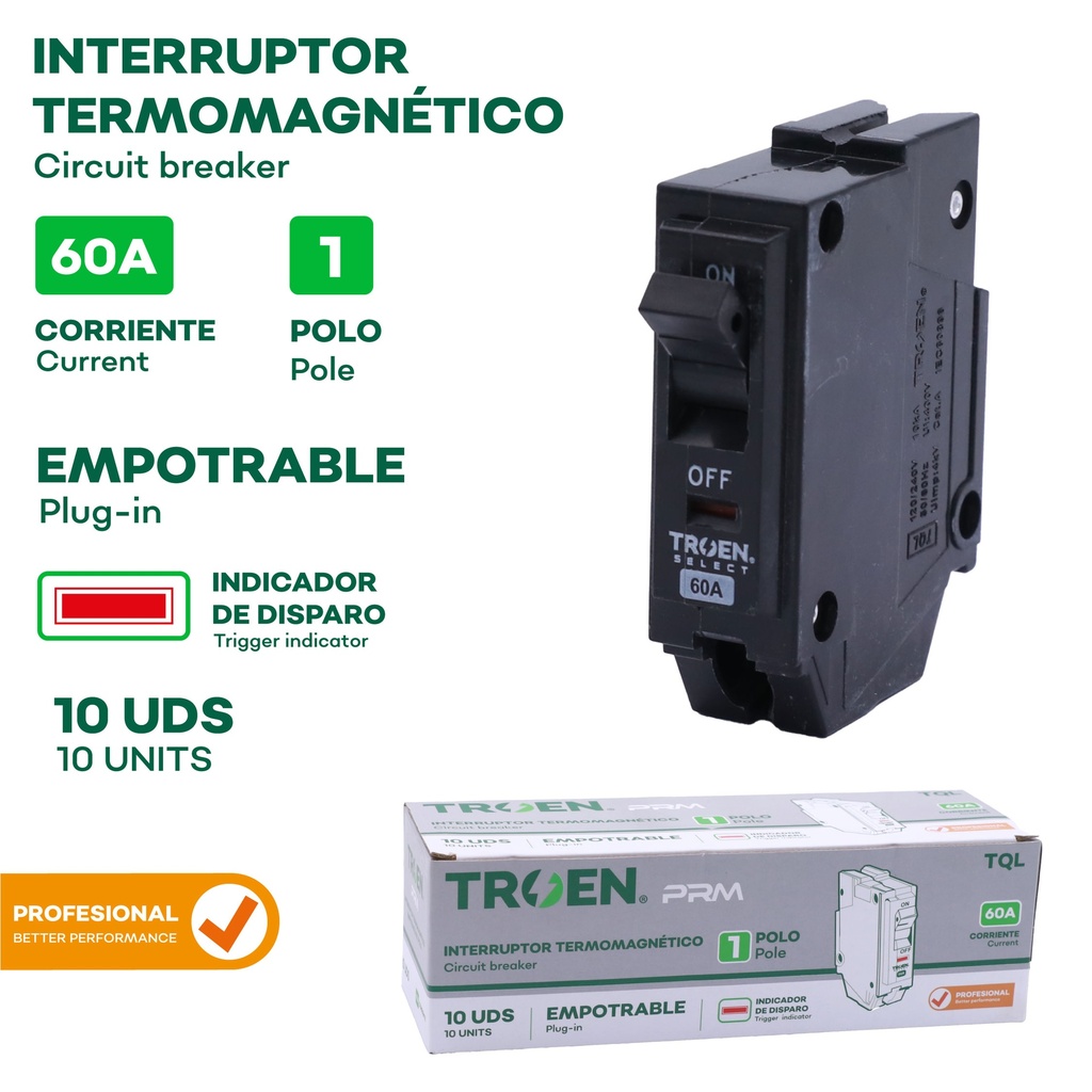 BREAKER P/EMPOTRAR PRO 1P x 60 AMP TROEN 10-251