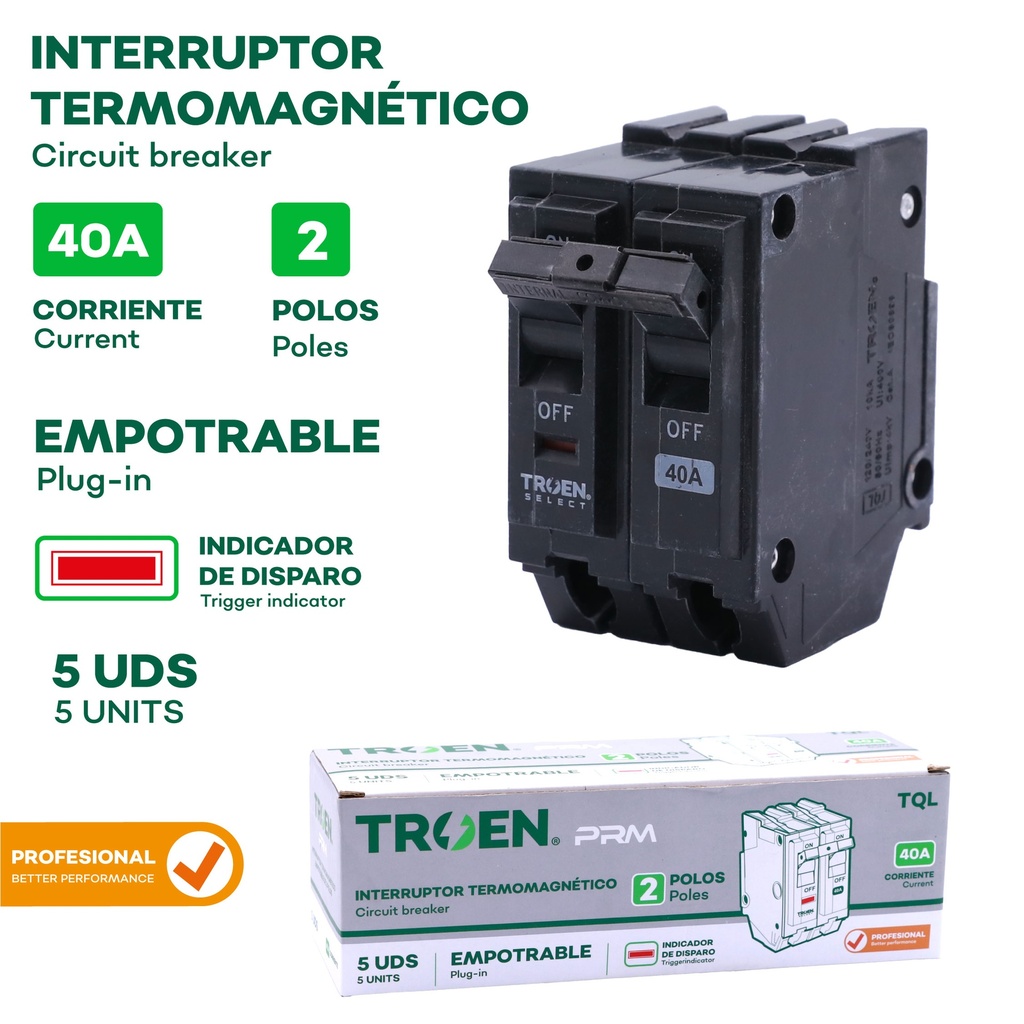 [10-248] BREAKER P/EMPOTRAR PRO 2P x 40 AMP TROEN 10-248