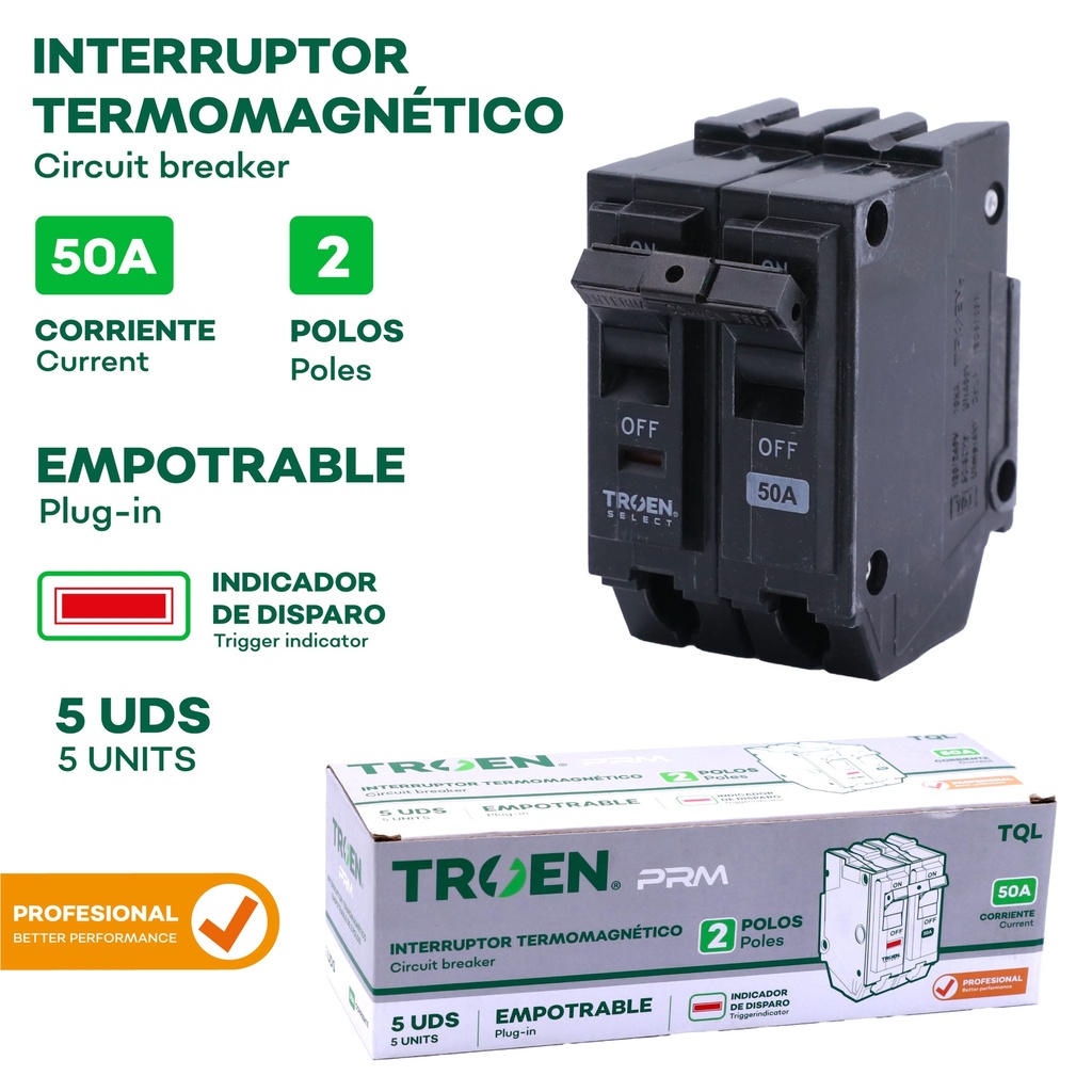 BREAKER P/EMPOTRAR PRO 2P x 50 AMP TROEN 10-250