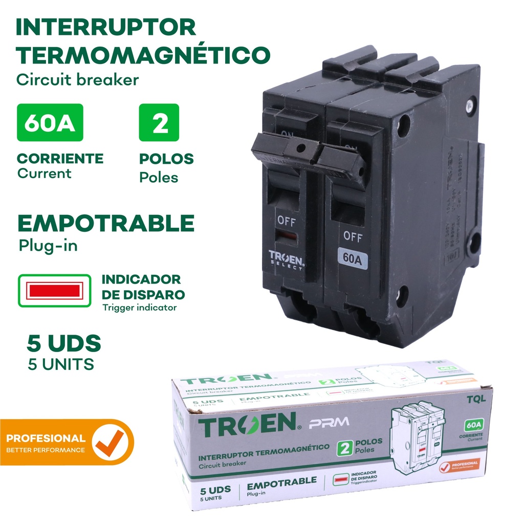 BREAKER P/EMPOTRAR PRO 2P x 60 AMP TROEN 10-252