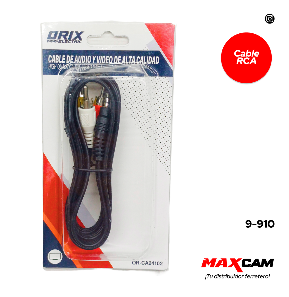 CABLE DE AUDIO/VIDEO RCA 3 PUNTAS A PLUG ORIX 9-910