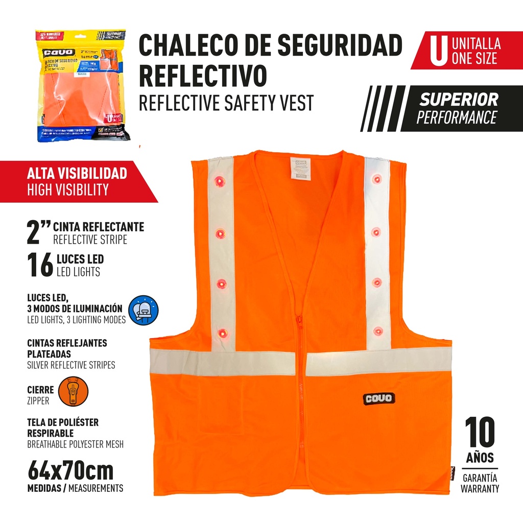 CHALECO DE SEGURIDAD CON LED COVO 9-835