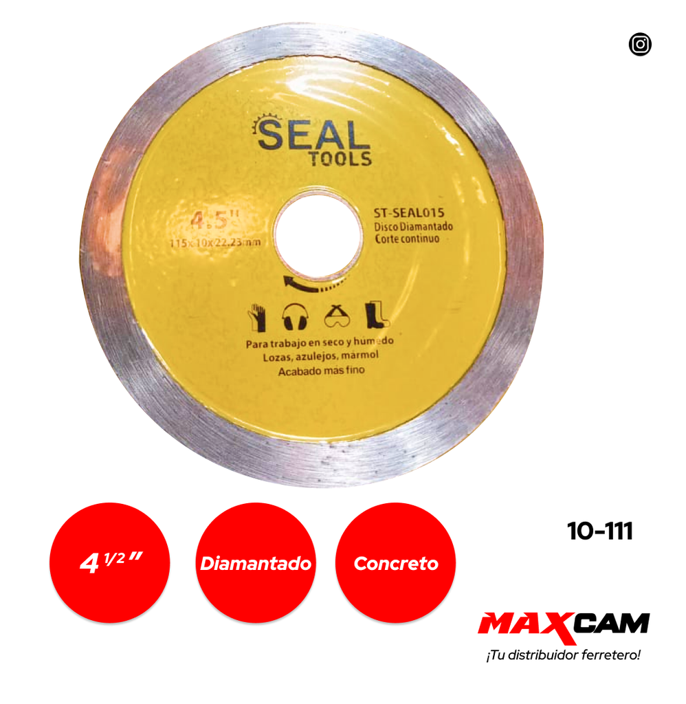 DISCO C/CONCRETO CONTINUO x 4 1/2" SEAL TOOLS 10-111