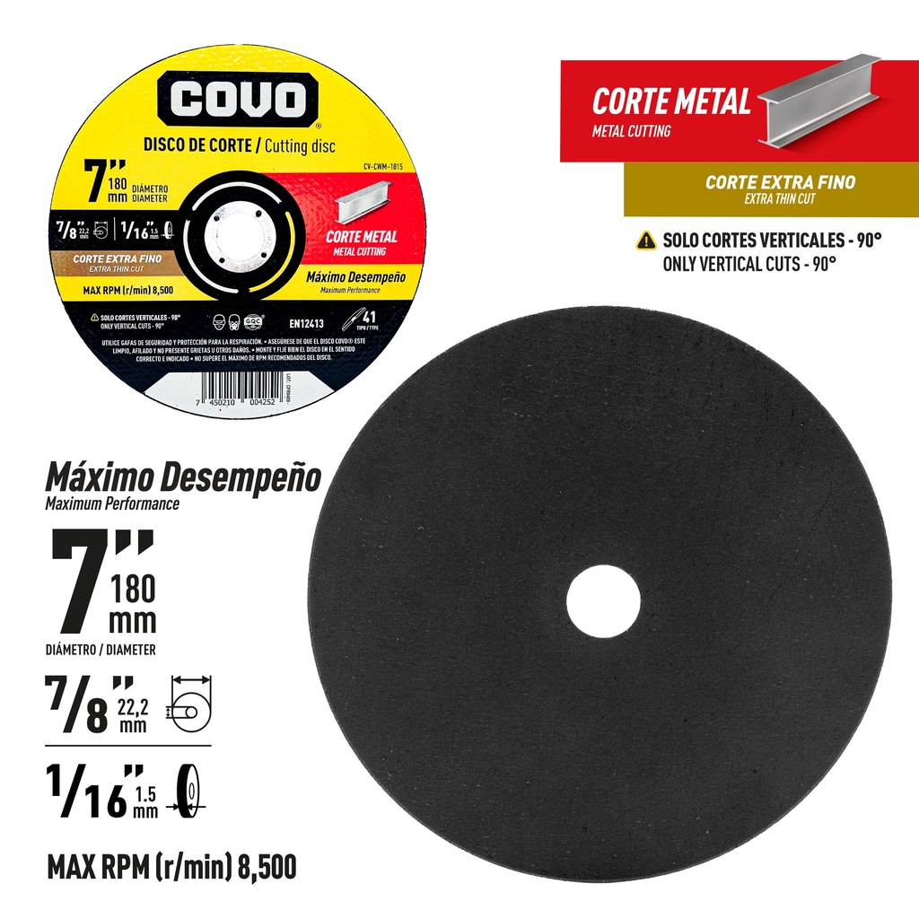 DISCO C/METAL FINO 7" x 1/16" COVO (PLANO) 9-775