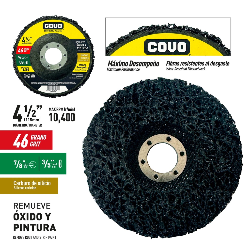 DISCO REMOVEDOR DE OXIDO 4 1/2 DE 46 COVO 9-809