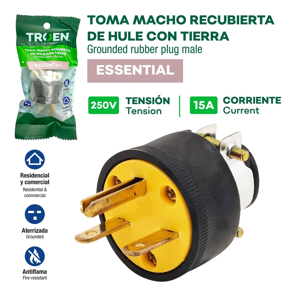 ENCHUFE CHINO VINIL GOMA 2P+T TROEN 10-125