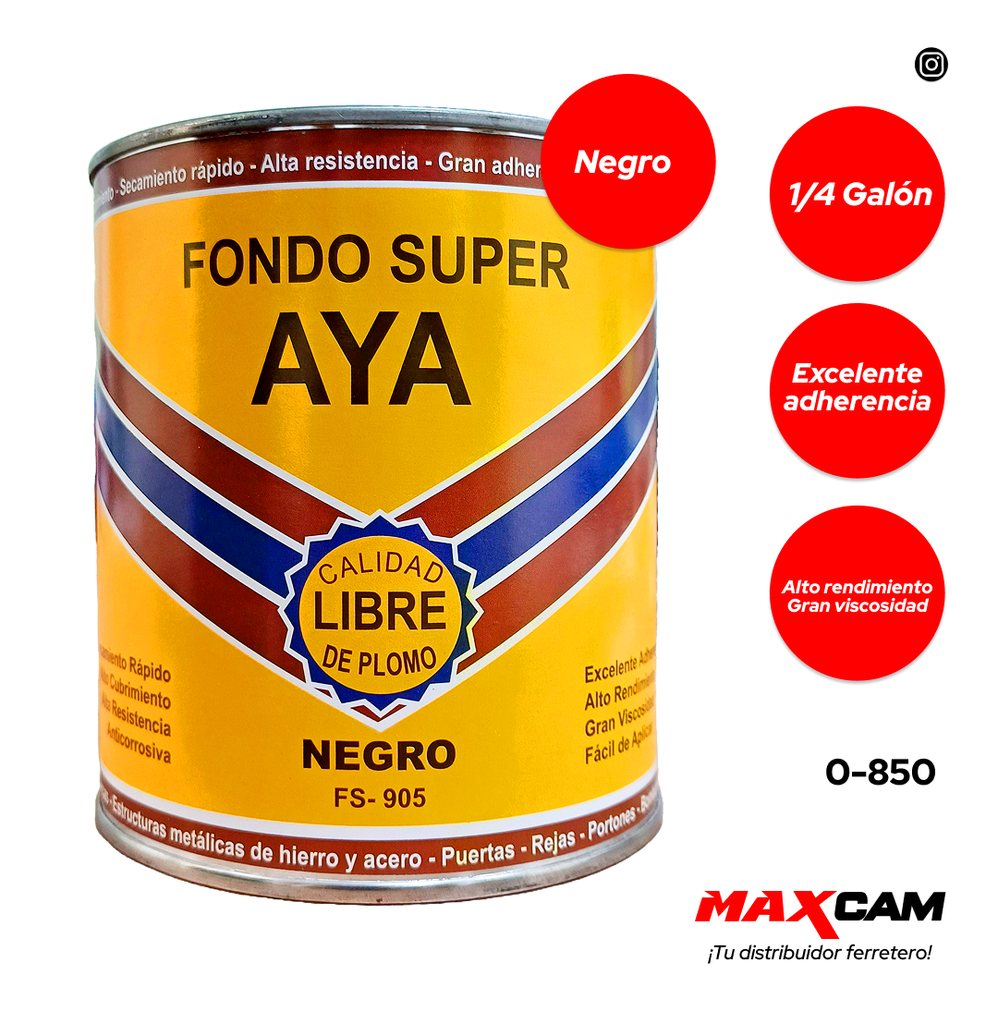 FONDO ANTICORROSIVO NEGRO x 1/4 AYA 0-850