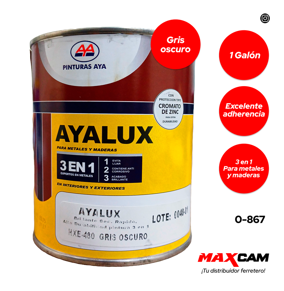 FONDO GRIS OSCURO 3 EN 1 x GALON AYA 0-867
