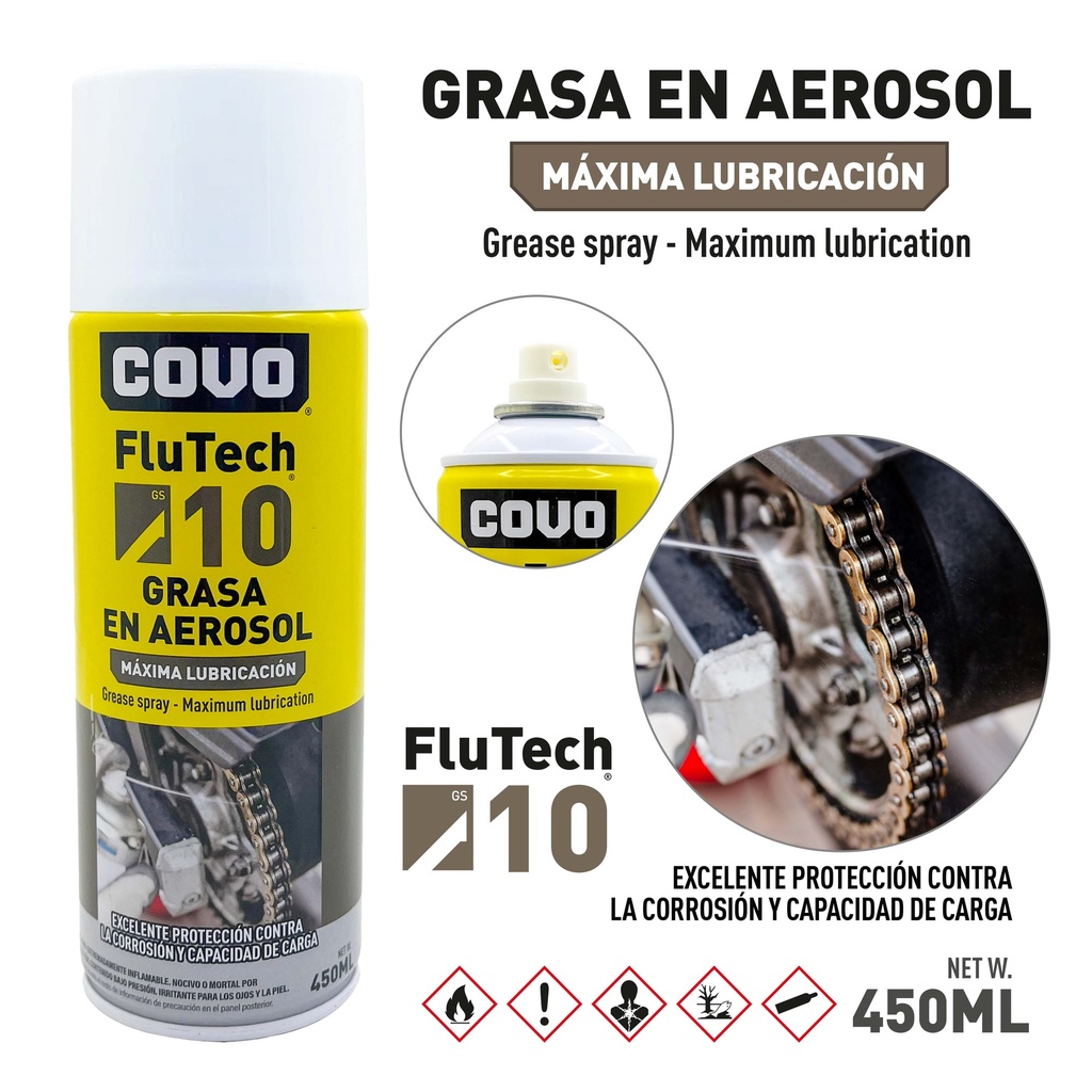 SPRAY EN GRASA FLU TECH 10 x 450 ML COVO 9-851