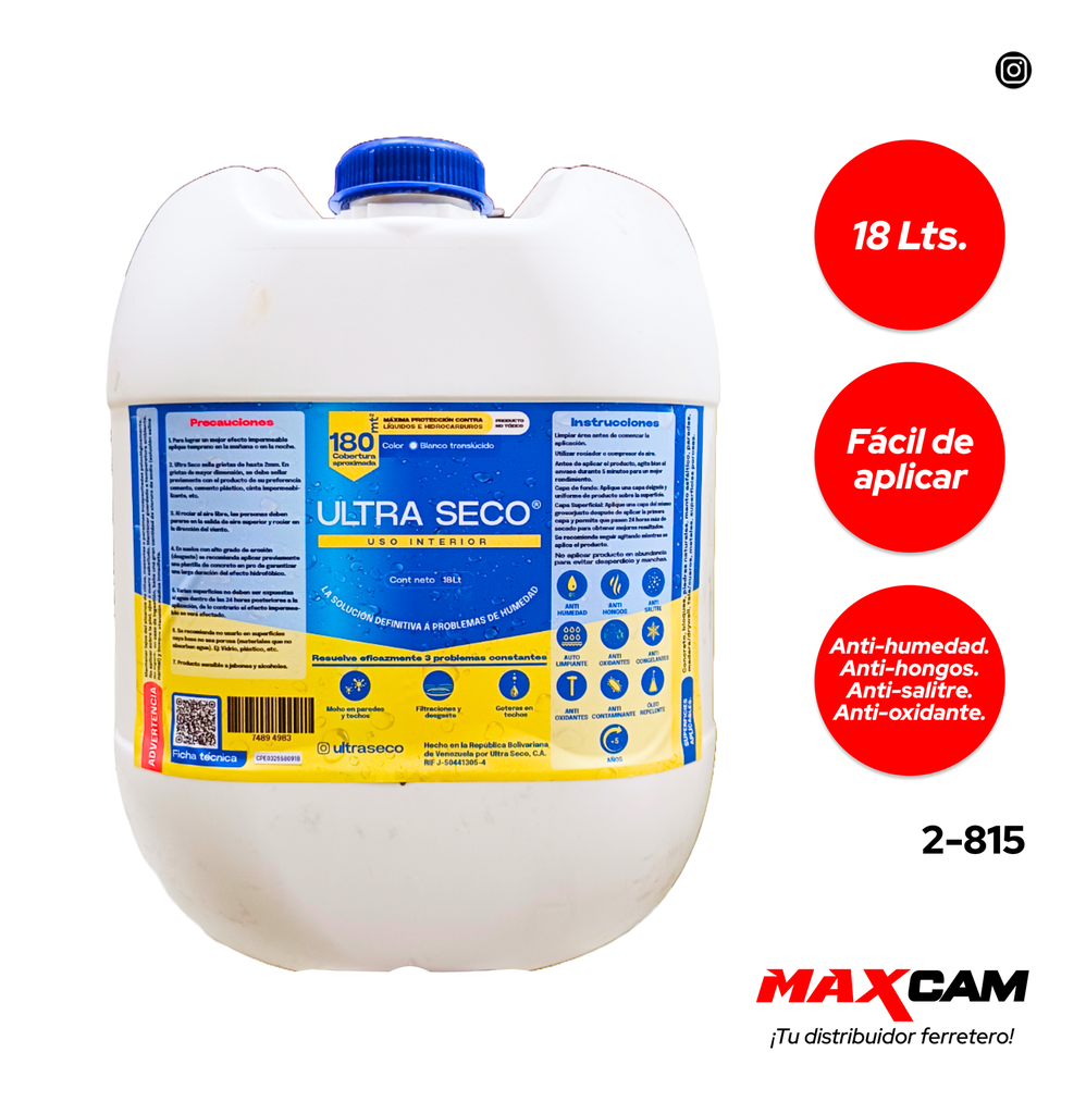 IMPERMEABILIZANTE INTERIOR CUÑETE (18L) ULTRA SECO 2-815