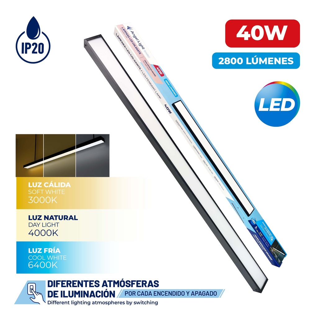 LAMPARA LED P/TECHO 40W NEGRO ANGEL LIGHT 10-079