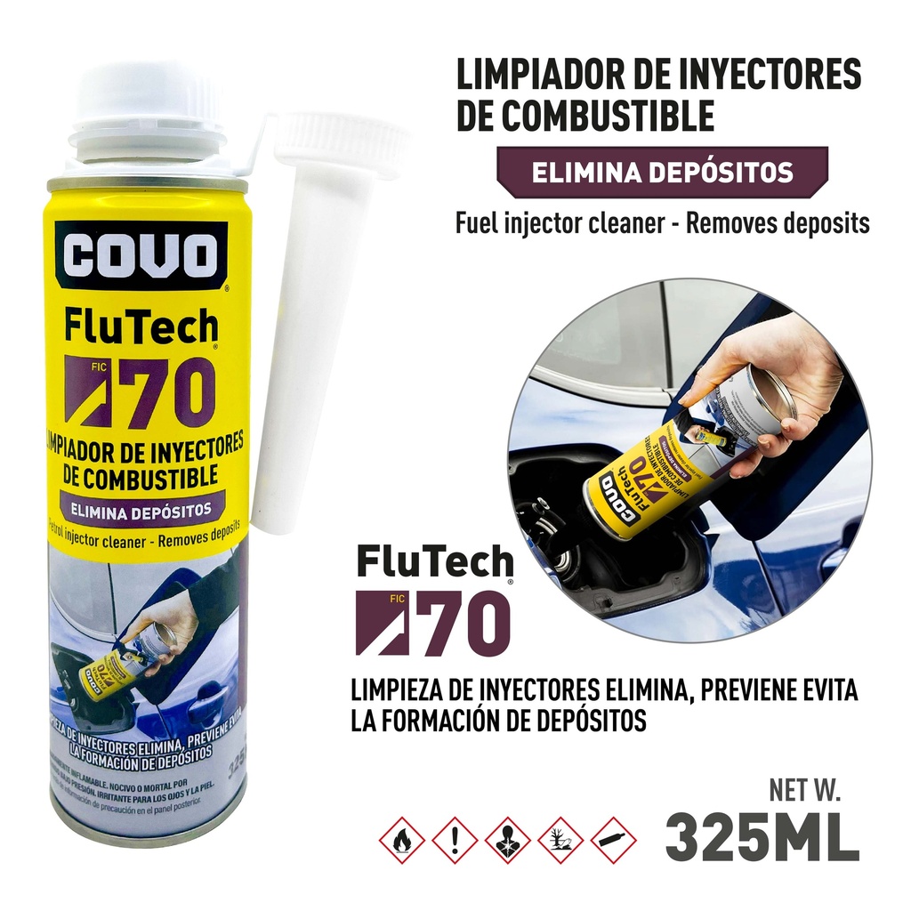 LIMPIADOR DE INYECTORES FLU TECH 70 x 325 ML COVO 9-852