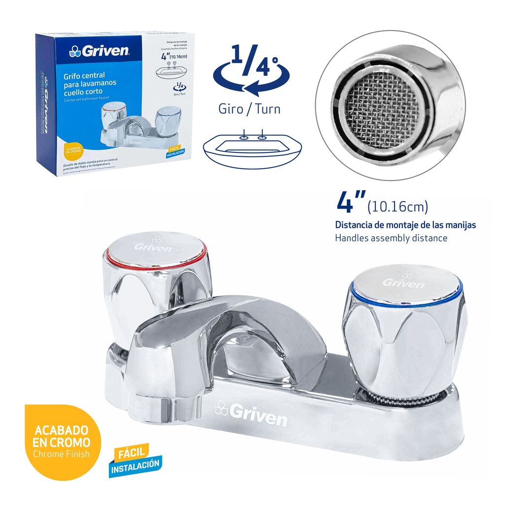 LLAVE LAVAMANO DOBLE METALICA GRIVEN 9-740