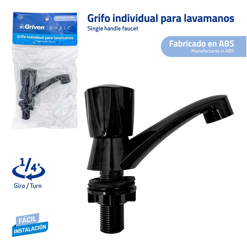 LLAVE LAVAMANO PLASTICA NEGRA GRIVEN BASIC 9-793