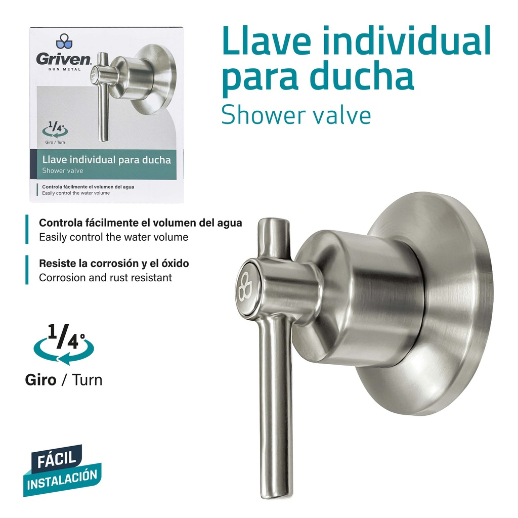 LLAVE P/DUCHA INDIVIDUAL GRIVEN GUN META 9-842