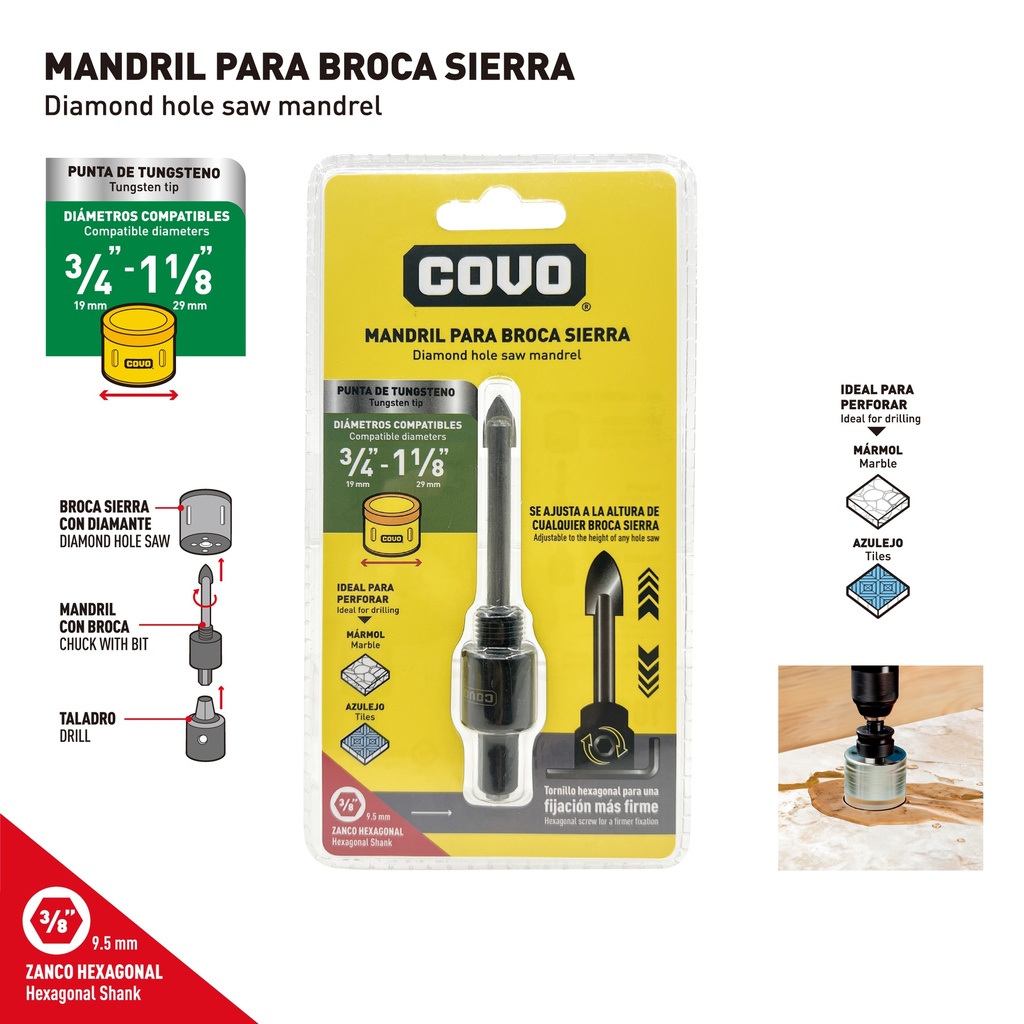 MANDRIL P/SIERRA 3/8" COVO 10-214