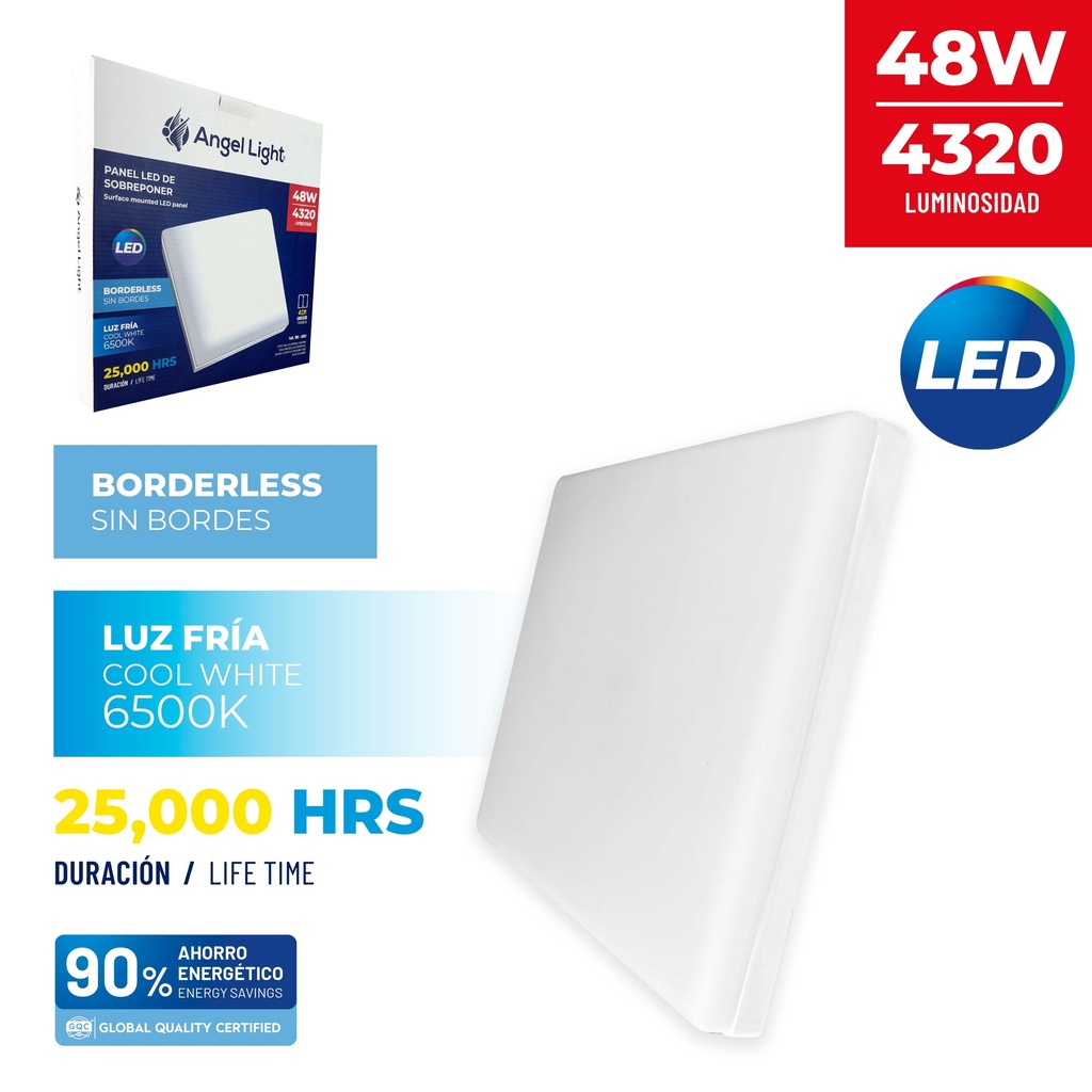 PANEL LED SUPER CUAD LUZ FRIA 48W ANGEL L 10-033