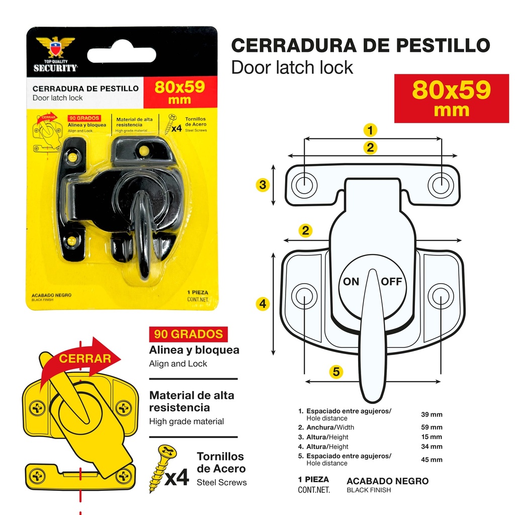 PASADOR MARIPOSA NEGRO SECURITY 9-803