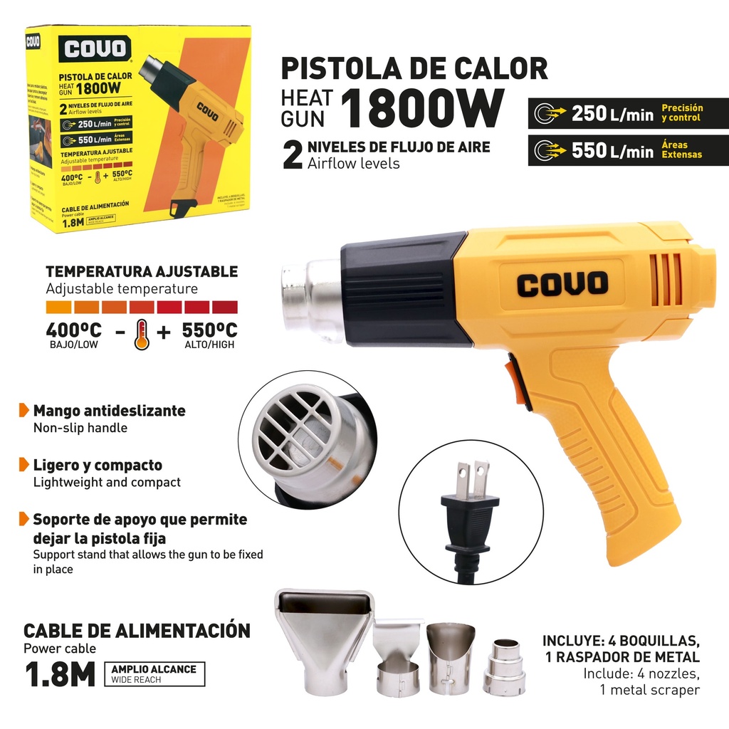 PISTOLA DE CALOR 1800W COVO 10-209