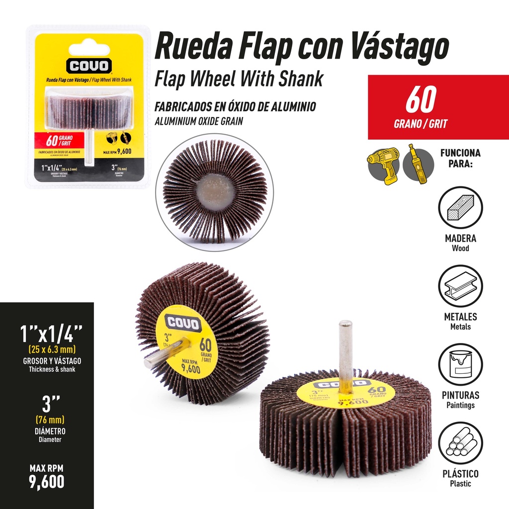 RUEDA FLAP GRANO 60 3" COVO 9-832