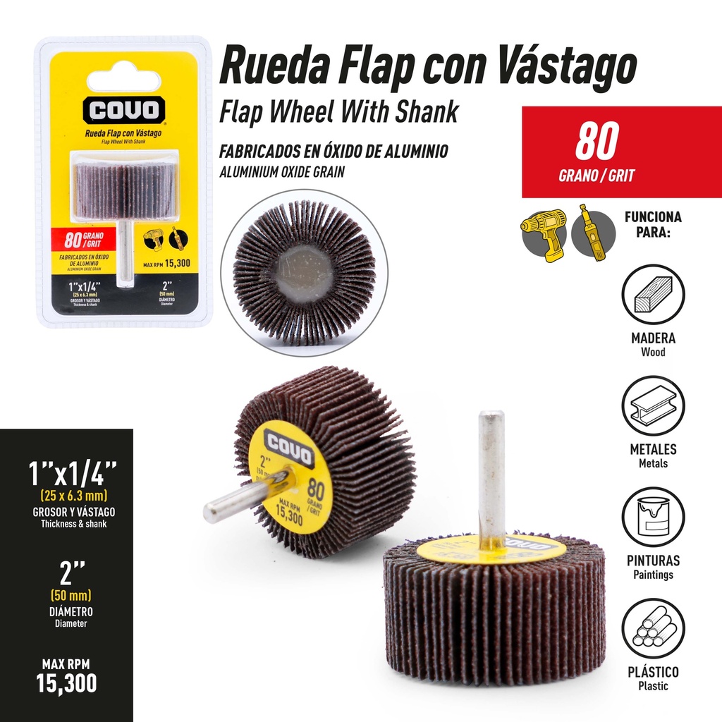 RUEDA FLAP GRANO 80 2" COVO 9-830