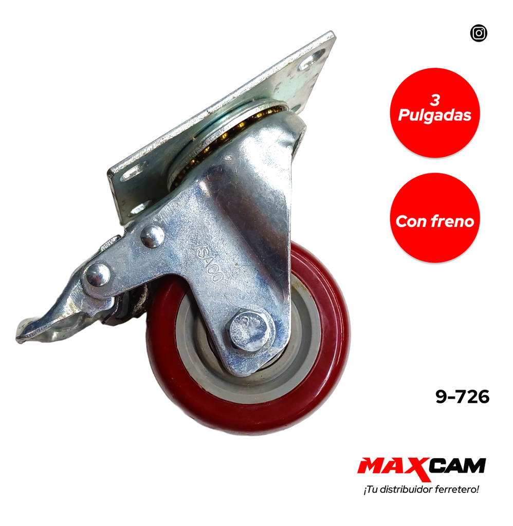 RUEDA GIRATORIA C/FRENO 3" SACO 9-726